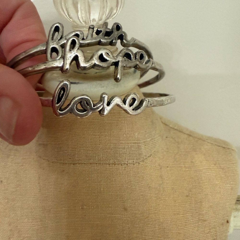 Premier Designs Silver Bracelets with Unique Script Design - Picture 2 of 5